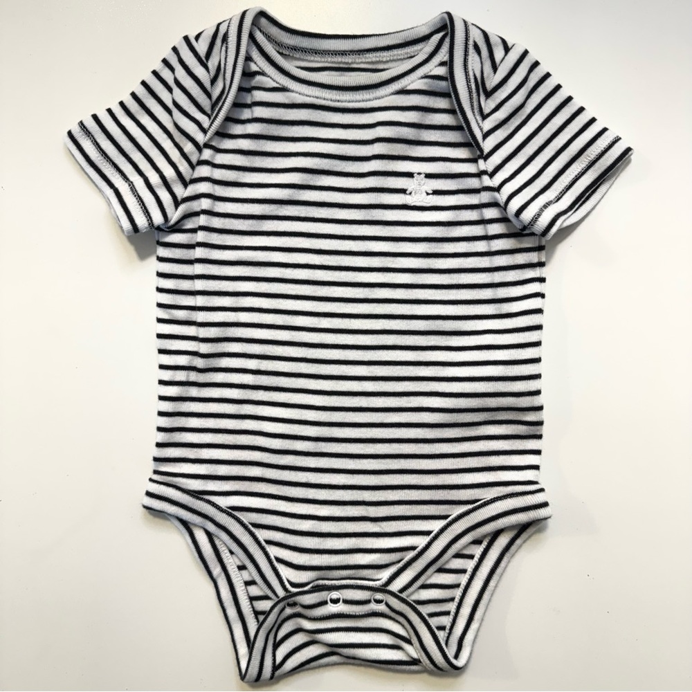 Gap Baby Black and White Striped Baby Cotton Bodysuit 0-3mo